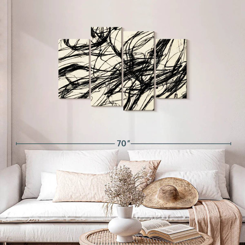 Avery Abstract Black Threads, 27" H x 43" W