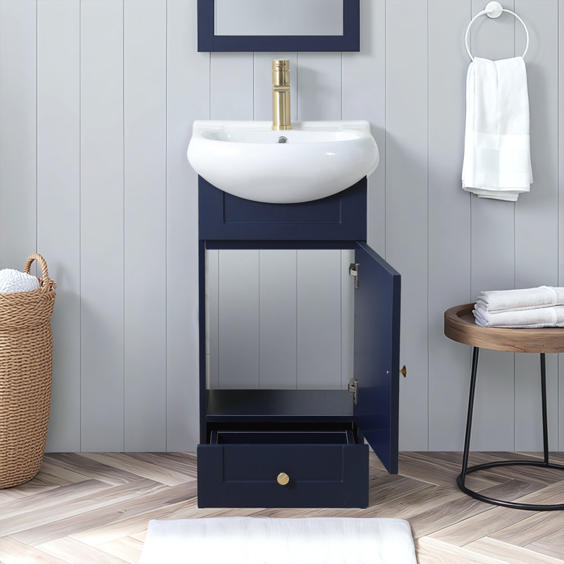 18'' Blue Modern Mini Single Bathroom Vanity Set