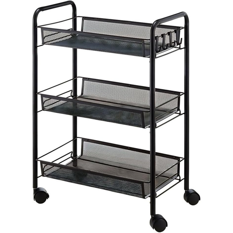3-Tier Rolling Cart Easy Assemble Multipurpose Trolley On Wheels