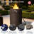 4-Piece Outdoor Patio Set With Fire Pit Table, Swivel Chairs, Side Table & Blue Cushion-424698347-424698350