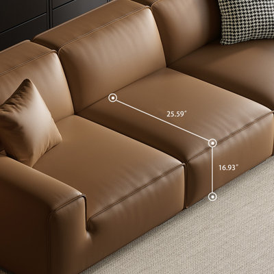 Orange Genuine Leather Modular Sofa