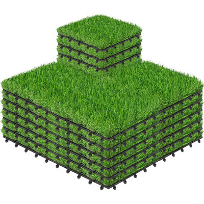 27 Pack 12"x12" Interlocking Artificial Grass Tiles for Balcony Patio Garden