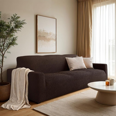Housse extensible de qualité supérieure pour canapé - housse de canapé élastique antidérapante 1 pièce pour canapés 3 places et 4 places, causeuse et fauteuil, housse de protection pour meubles lavable à la machine, brun foncé, convient à une largeur de 64 à 85 po