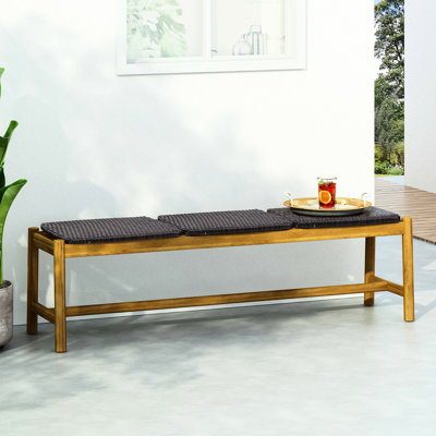 3 Seater Bench - Rustic Outdoor Bench In Wood Style, 61.5 In. Long X 16.59 Wide 18.09 High, 24.17 Lb -shaded Made Of With Appeal, Length Width Height,