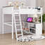 Queen Size Loft Bed With Built-In Desk, Open Shelves