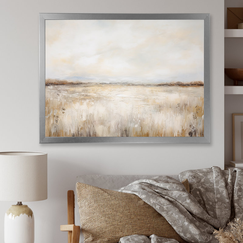 Décoration murale Pairies Minimalisme, charme de campagne I - Prairies, Cadre simple argenté, H 16 po x l 32 po x P 1 po