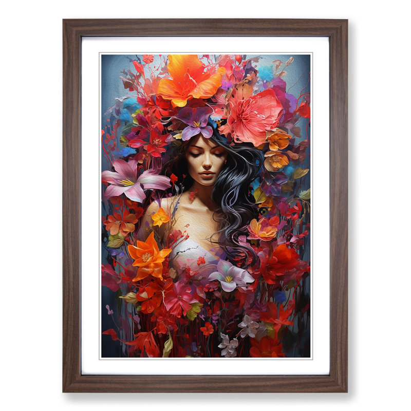 Wildflowers Informel No.2 - Framed Print, 34cm H x 25cm W x 2cm D, Walnut