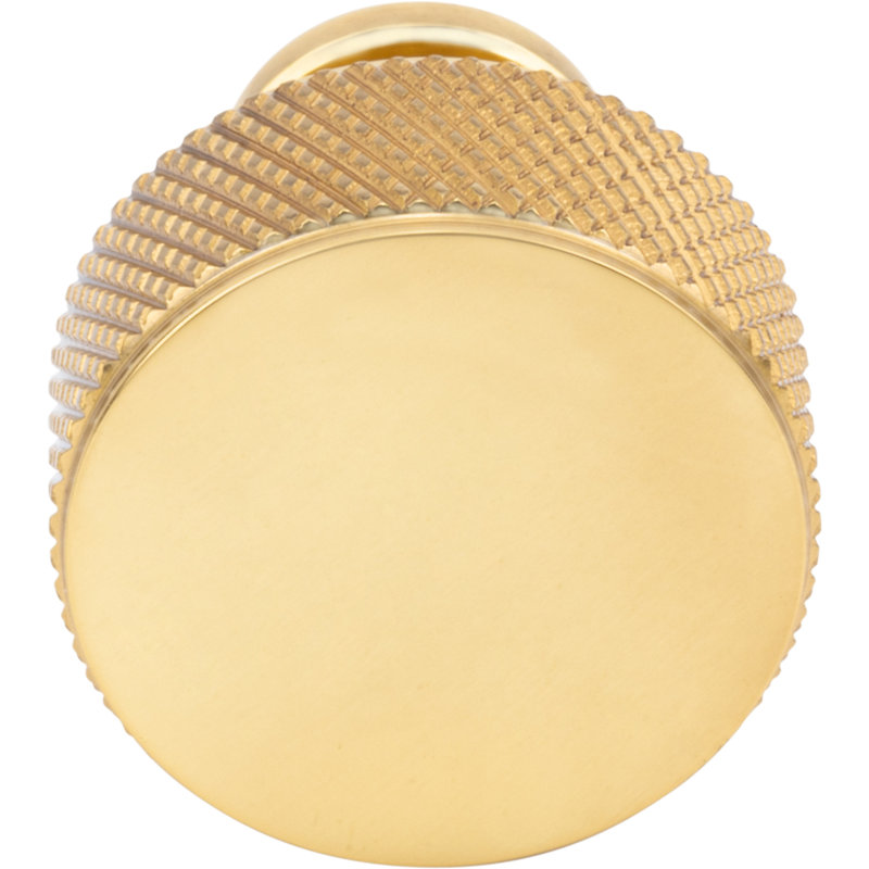 Beliza Cylindrical Knurled Knob, Polished Brass, 15/16"
