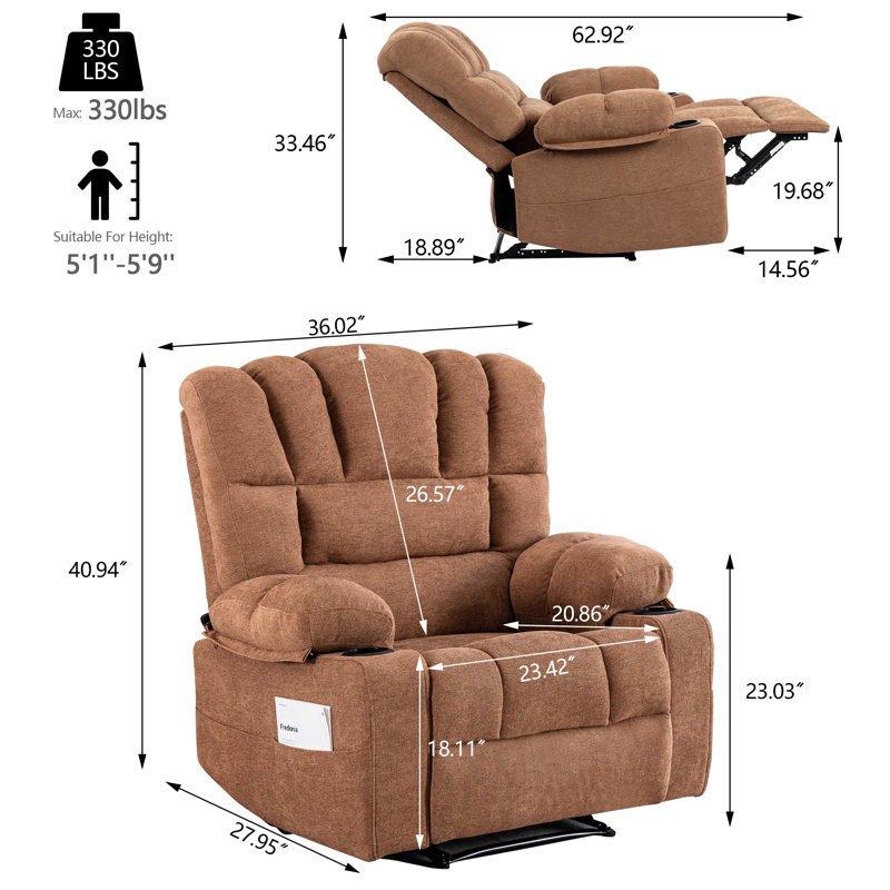Fauteuil inclinable Zoei, Brun