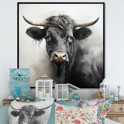 Smoke Black Cow Portrait I - Cow Animal Wall Art