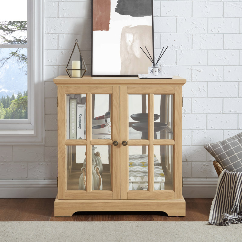 LED Curio Display Cabinet,Antique Display Cabinet With Adjustable Shelves,Retro Design Quality Showcase With Lattice Doors Elegant Bookcase And Storage Cabinet For Home Decor And Organization