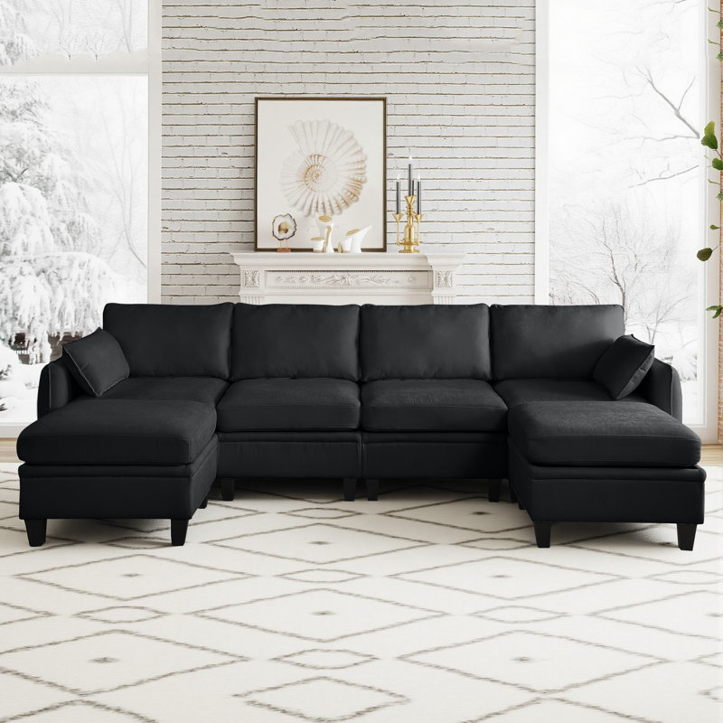 Ensemble de canapé modulaire en chenille de 109 pouces, canapé Cloud en forme de U avec repose-pieds de rangement, combinaison de canapé de salon DIY
