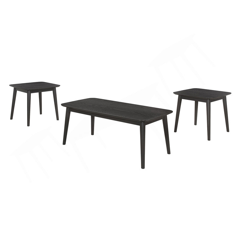 3 Piece Rectangular Coffee Table Set, Black