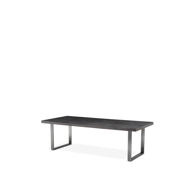 Borghese Solid Oak Dining Table, Charcoal Oak/Black Nickel, 43.3071" W x 98.4252" L