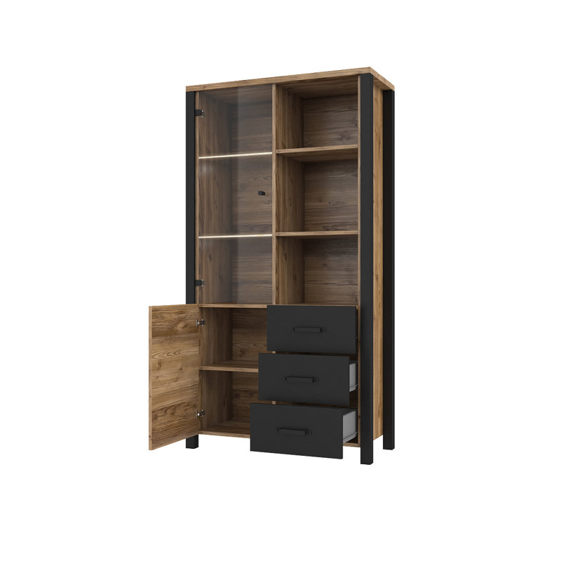 Monango Display Cabinet, Appenzeller Spurce/Black Mat