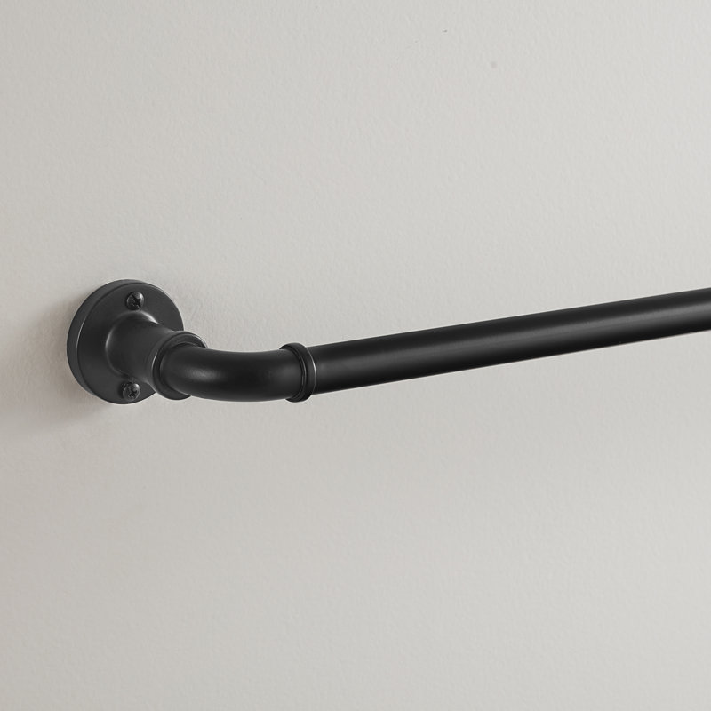 Eclipse Somerton 3/4" Industrial Pipe Blackout Wrap 66-120" Sliding Window Curtain Rod in Matte Black, 66" - 120"