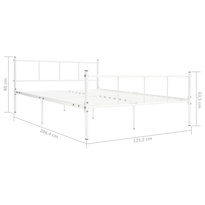 Quintanar Metal Bed, White, 80cm H x 49.29cm W x 206.4cm L