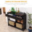 Console de couloir avec tiroir extra large, 2 tablettes ouvertes et structure en lattes de bois