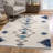 Strathearn Blue and Ivory Southwestern Runner Rug-860181575