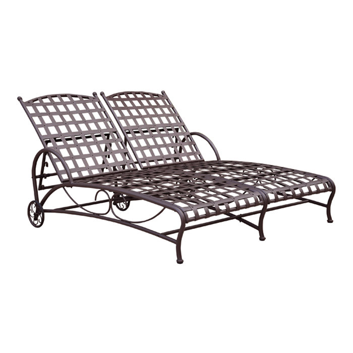 Arifa Outdoor Metal Chaise Lounge, Rustic Brown