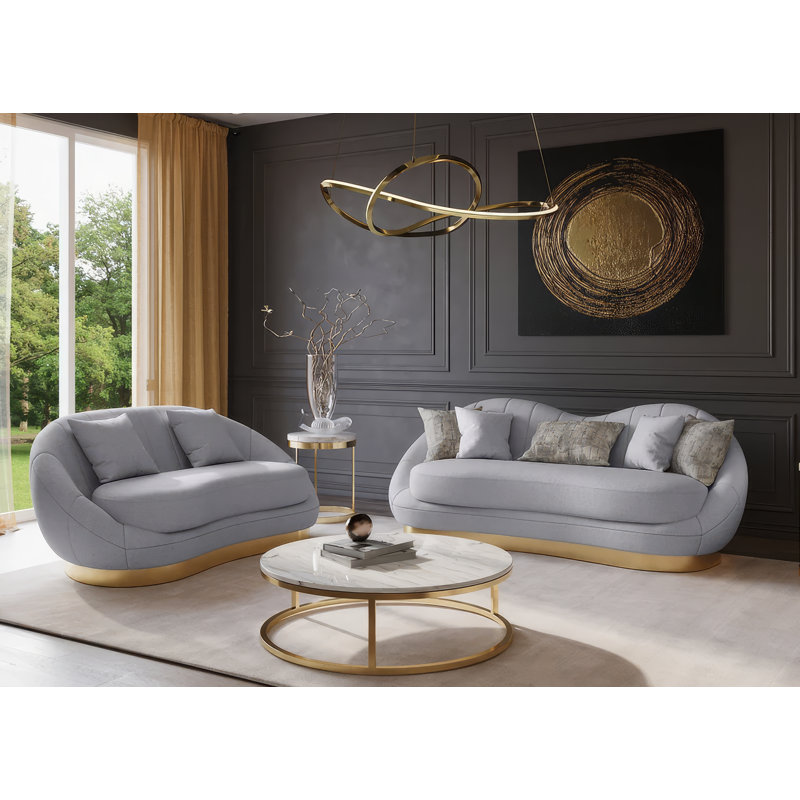Ensemble de salon Donvers, Tissu gris tourterelle