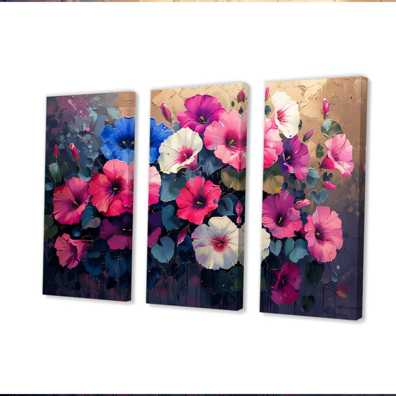Ensemble de décoration murale rose, blanc et vibrant Morning Glory I - Morning Glory, H 28 po x l 36 po x P 1 po