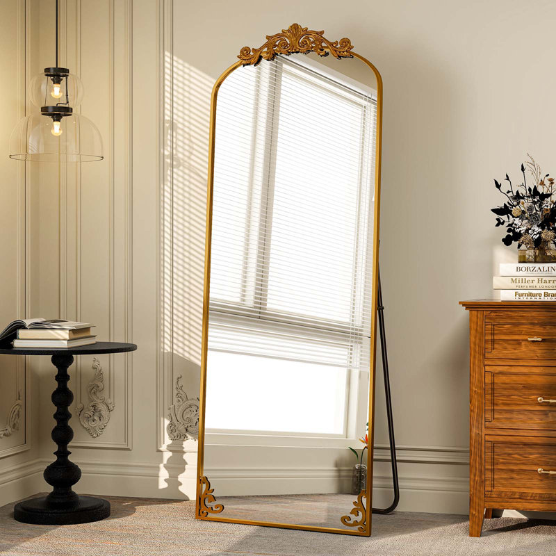 Metal Arch Floor Mirror, Bronze