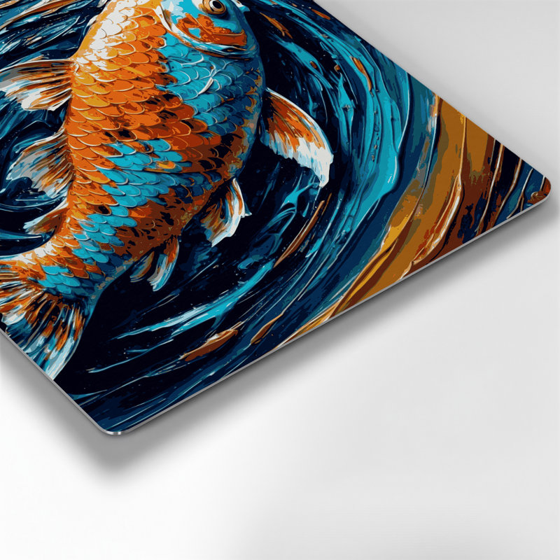 Art mural en métal bleu du sud-ouest, Koi Fish 33, H 144 po x l 144 po x P 0,05 po