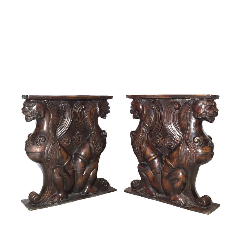 Bronze Gryphon Pair Table Base