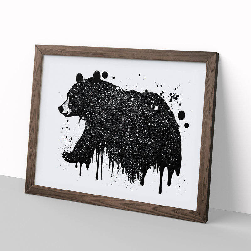Bear Splatter Abstract - Single Picture Frame Print, Walnut, 34cm H x 46cm W x 2cm D