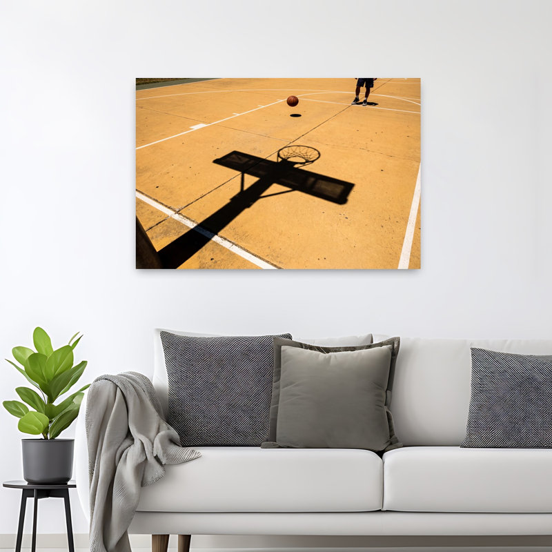 «Sunny Court», art abstrait urbain contemporain, H 32 po x l 48 po