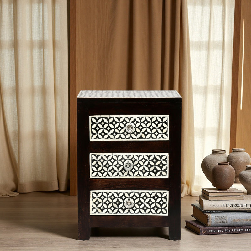 Table de chevet 3 tiroirs en bois