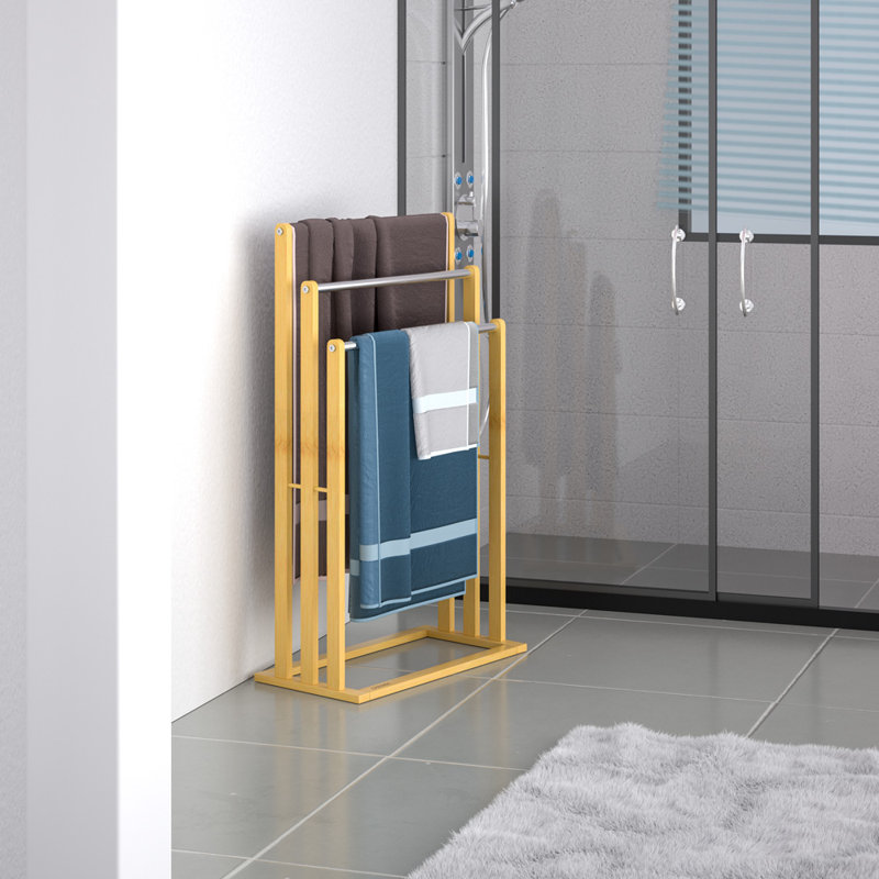 Towel Rack Bamboo Natural/Stainless Steel