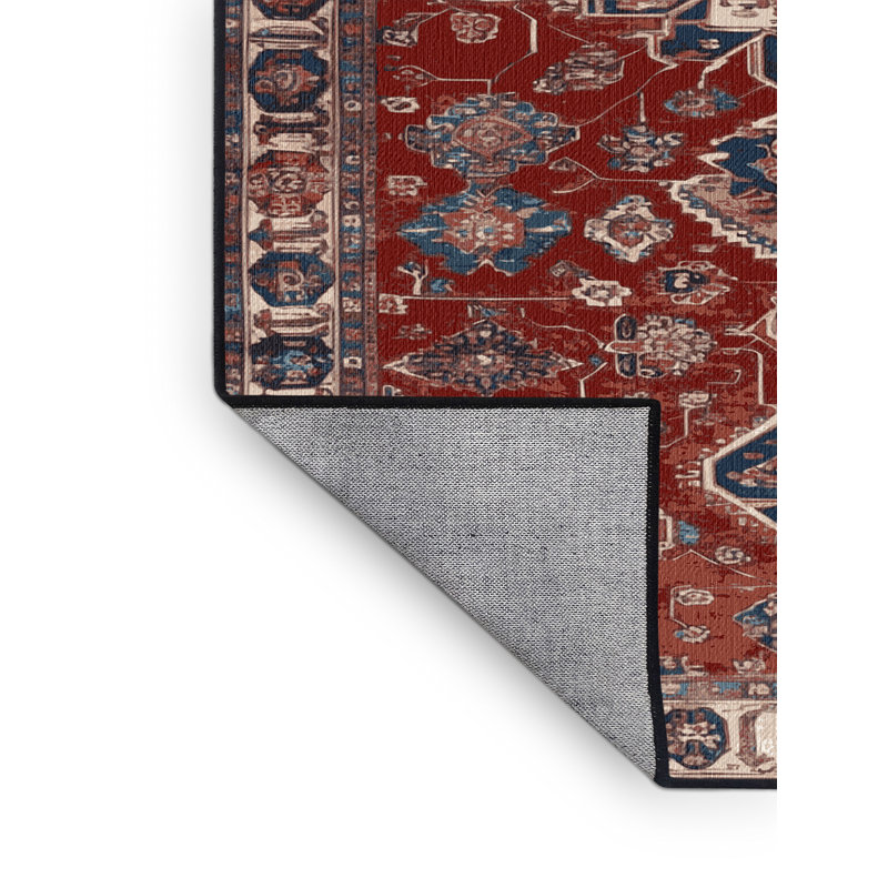 Tapis persan noir lavable à la machine, Rond 3 pi
