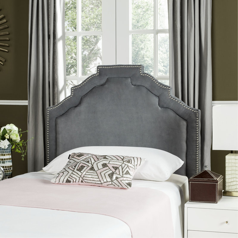 Upholstered Headboard, Velvet Gray, Twin