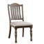 Chaises de salle à manger de style transitionnel, 2 pièces, bois massif gris antique avec coussin en tissu et pieds incurvés contemporains