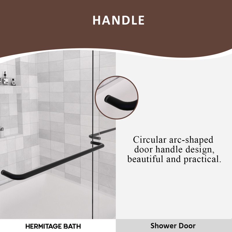 Nepti Matte Black Semi-Frameless Sliding Shower Door with Clear Glass