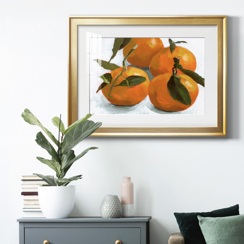 Citrus Grouping II - Matted and Framed Under Acrylic Glass, Large Living Room Wall Art, 30.5" H x 42.5" W x 1" D, Gold Framed