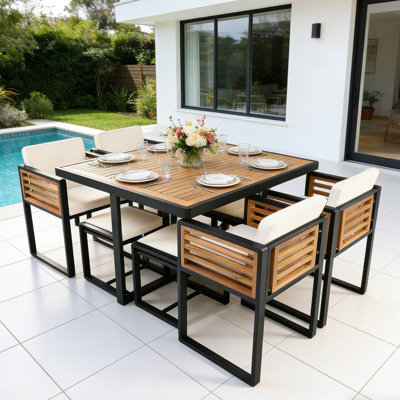 Ensemble repas 9 pièces pour patio 9 pièces en bois d'acacia