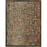 Antique American Hooked Rug Small Scatter Size Multicolor