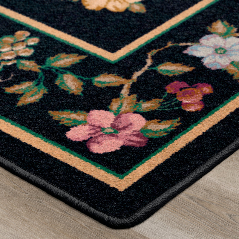 Alminus Signature Lorelei Onyx Floral Area Rug, Rectangle 3'10" x 5'4"