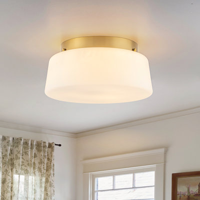 3-Light Mid-Century Modern Milk Glass Shade Flush Mount