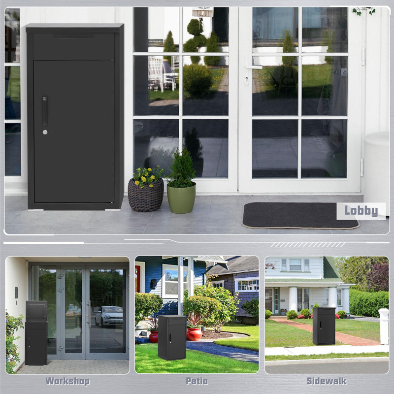 Express Delivery Boxes For Outside, 56" H x 16.34" W x 17.72" D, Black