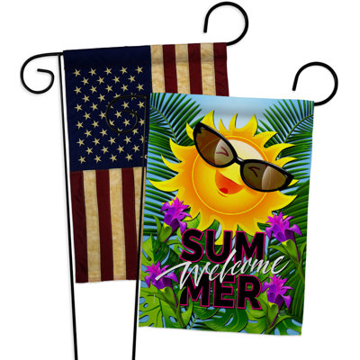 Drapeau de jardin en polyester à 2 côtés Joyful Sun H 19 x l 13