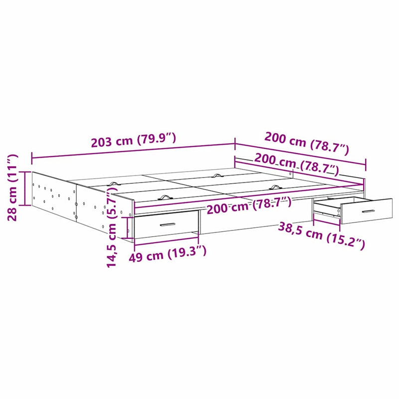 Bed, 200 x 200cm, White