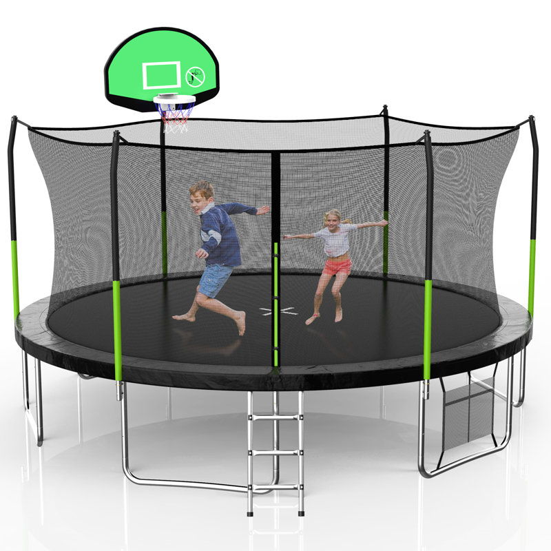 AOTOB Round Backyard Trampoline with Safety Enclosure