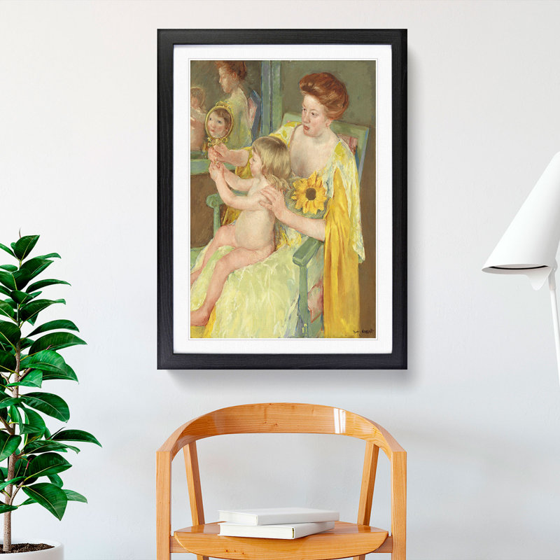 Mother and Child Vol.1 by Mary Cassatt - Framed Print, 48cm H x 36cm W x 2cm D, Black Framed
