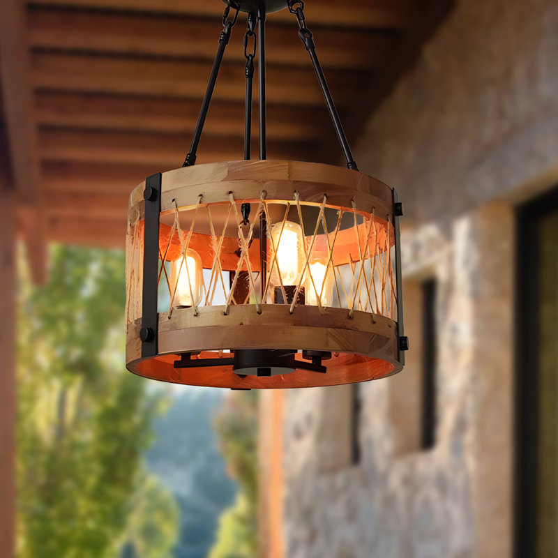 Leota 3 - Light Lantern Drum Round Chandelier Dining Room Lighting Fixture