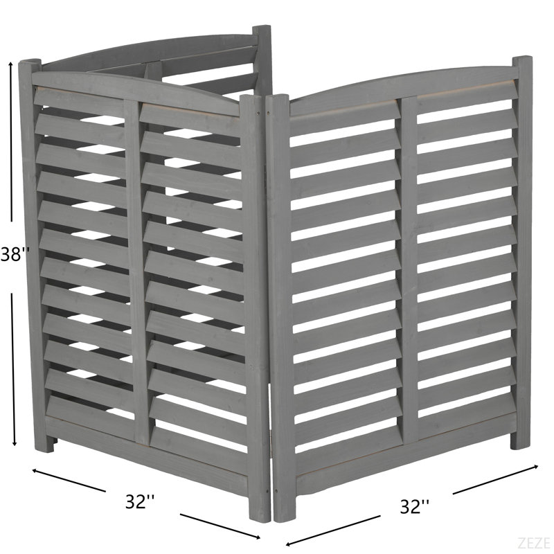 Clôture de climatiseur d'extérieur à 3 panneaux à 3 sections, Gris