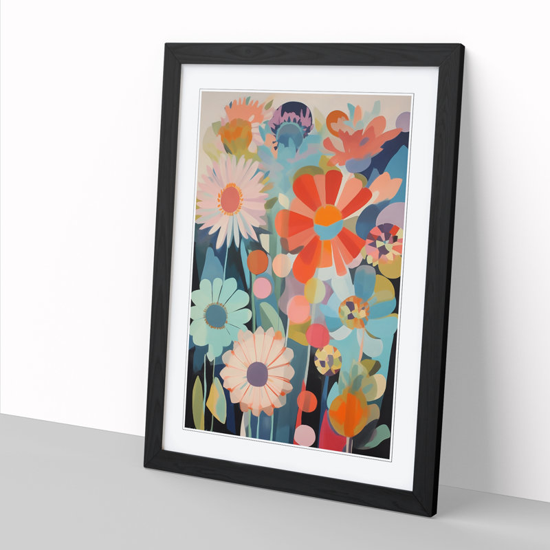 Modern Flowers Orphism Vol.9 - Picture Frame Print, 64cm H x 46cm W x 2cm D, Oak